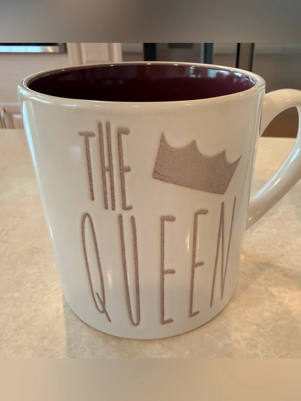 White Ceramic 'The King/Queen' Reactive Glaze Mugs - Set of 2